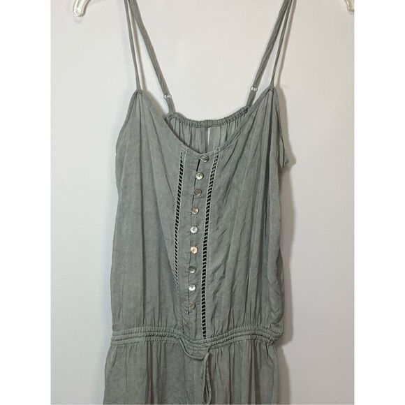 Olivaceous Women's Spaghetti Strap Button Front Jumpsuit Sage Green Size Medium - Picture 3 of 8